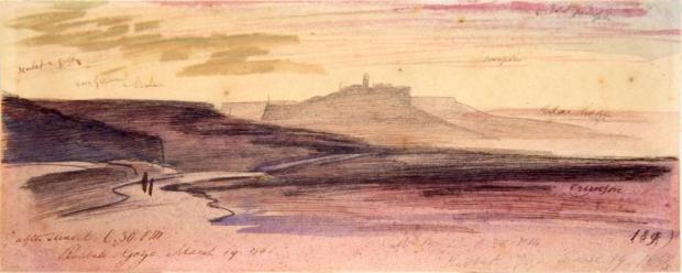 Painting of Gozo by edward lear